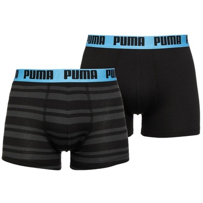 PUMA BOKSERKI MĘSKIE MAJTKI STRIPE BOXER 2P CZARNE r.L