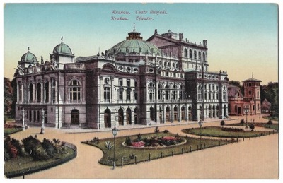 890 Kraków Krakau Teatr Miejski wczesna 1911 rok Litografia piękna stan !