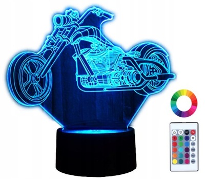 Lampka Nocna z Imieniem Motocykl 3D Led Grawer