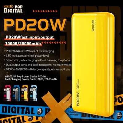 WEKOME WP-04 Pop Digital Series - Power bank 20000 mAh Fast Charging USB-C