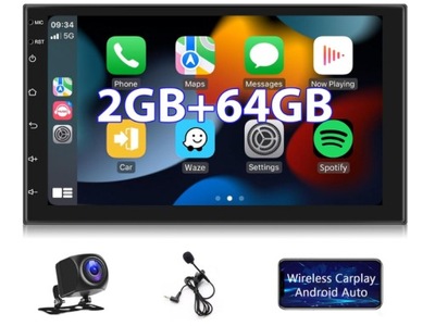 Radio 2DIN Android 13 7" CarPlay/Android Auto BT WiFi 2+64GB GPS