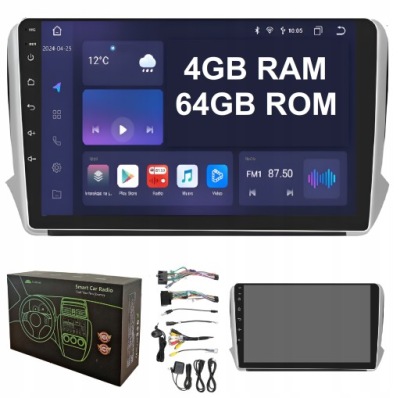 NAWIGACJA RADIO ANDROID DO PEUGEOT 208 4/64GB DSP CARPLAY LTE BLUETOOTH USB