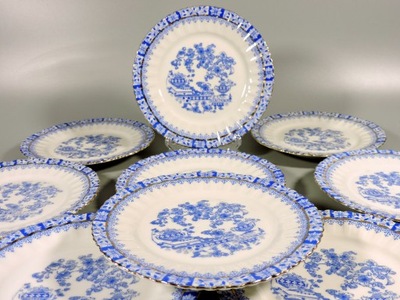 9x Talerze deser china blau porcelana Roslau Bawaria
