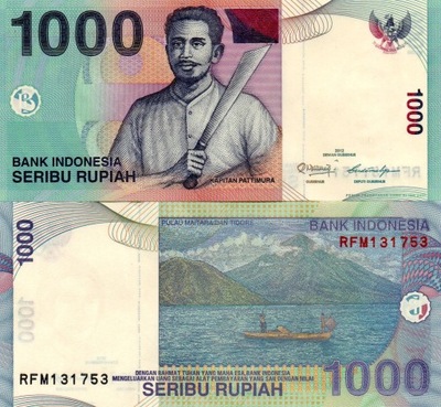 INDONEZJA 1000 Rupiah 2012 P-141l UNC