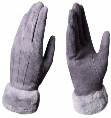 Damskie Ciepłe Rękawiczki zimowe dotykowe z misiem
