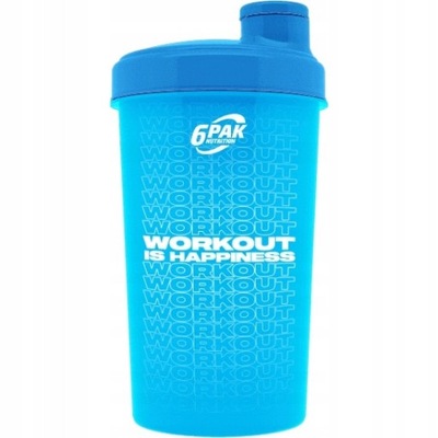 6PAK SHAKER WORKOUT IS HAPPINESS NEON BLUE Szejker niebieski 700ML