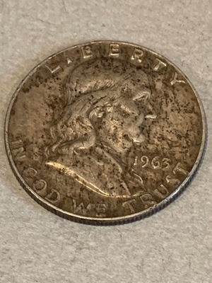 1/2 HALF DOLLAR MONETA SREBRO 1963