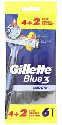 GILLETTE MASZYNKA JEDNORAZOWA BLUE 3 SMOOTH 6SZT