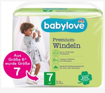 Babylove Pieluchy XXL 7 +16kg 30szt