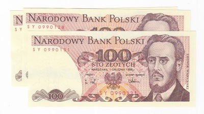 Banknot 100 zł 1988, seria SY, UNC