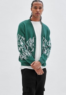 GUESS ZIELONY SWETER ROZPINANY (M)