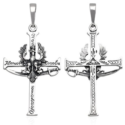 Krzyżyk srebrny Bóg Honor Ojczyzna srebro 925