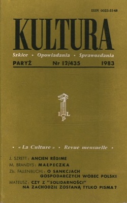 KULTURA PARYSKA NR 12/435 1983 ROK SZKICE OPOWIADANIA SPRAWOZDANIA