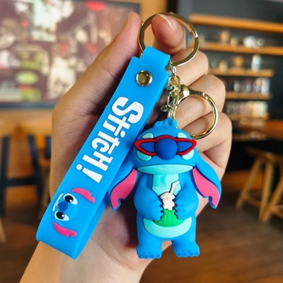 Disney Cartoon Anime Lilo and Stitch Pendant Keychains Holder Car Key 