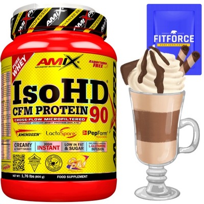 Białko WPI AMIX IsoHD 90 CFM Protein 800g czekol-caffe latte kawowe keto