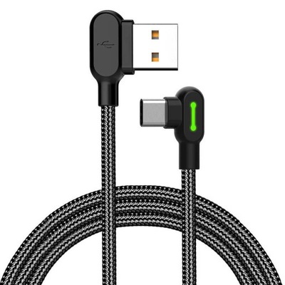 Kabel kątowy Mcdodo CA-5280 USB-A/USB-C LED, 1.8m (czarny)