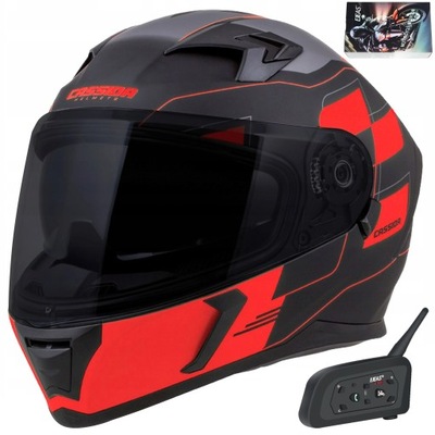 CASCO + INTERKOM PARA MOTOCICLETA CASSIDA 3.0 DOS VENTANAS  