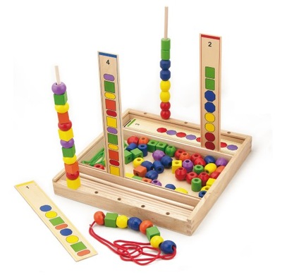 Drewniana gra edukacyjna Logiczne koraliki Viga 56182 104 el. Montessori
