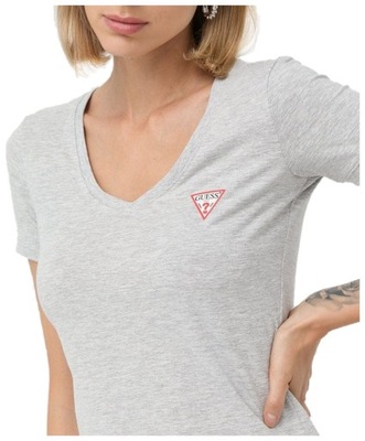T-shirt damski GUESS szary w serek z małym logo M