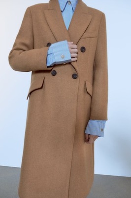 dwurzędowy płaszcz z domieszką wełny Zara S