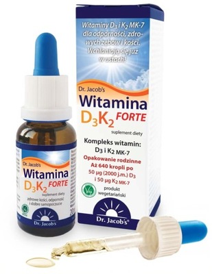 Witamina D3 + K2 MK7 krople 20ml FORTE DR JACOBS