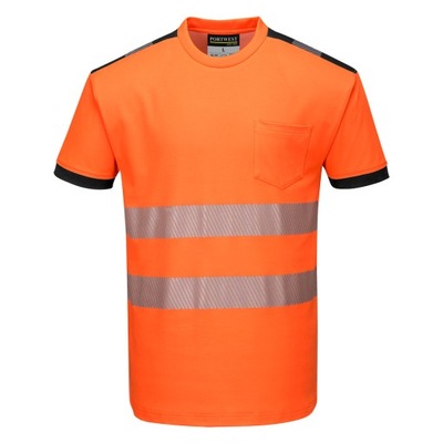 T-Shirt ostrzegawczy PW3 Szary Pomarańcz M