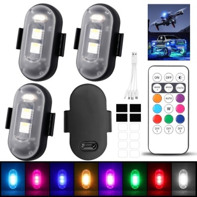 4x бездротові stroboskopowe led rgb світло 8 кольорів до автомобіля мотоцикла фото №1