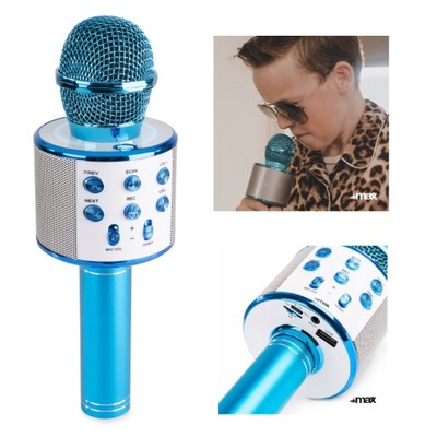 Mikrofon z głośnikiem KARAOKE BT MP3 NIEBIESKI