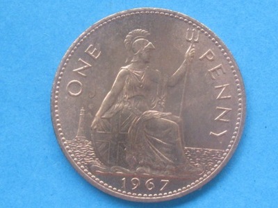 nr11 Anglia Moneta 1 Penny 1967 QEII Stan Menniczy UNC