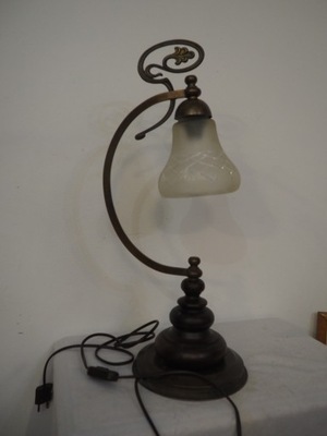 Lampka mosiężna biurowa z kloszem