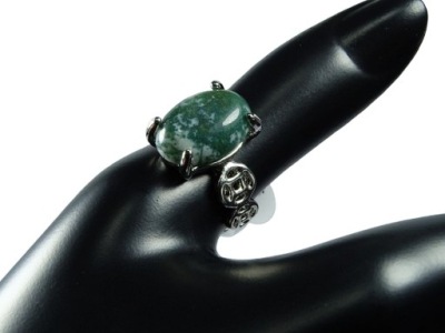 Agat mszysty Pierścionek Rozm. 16 Naturalny kamień - 8in -