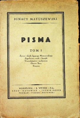 Matuszewski Pisma Tom I 1925 r.