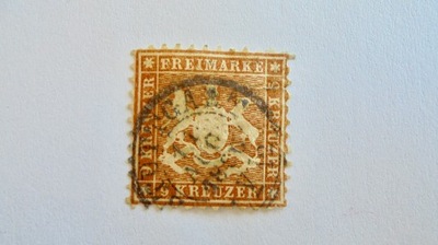 1863 Wurttemberg Mi.28a kasowany znaczek, stan dobry, wartość 70,- Euro