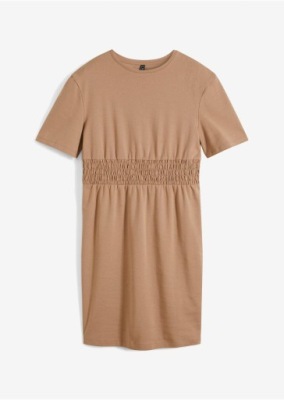 1H5G04 BONPRIX SUKIENKA Z GUMKĄ W PASIE JASNOBRĄZOWA 52/54