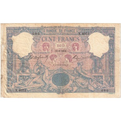 Francja, 100 Francs, Bleu et Rose, 1904, X.4073, V