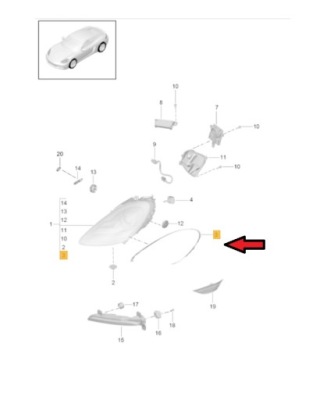 Прокладка фара права porsche cayman 982 фото №1