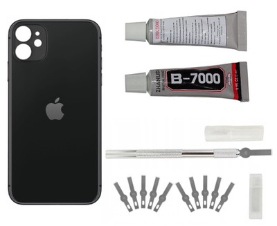Klapka Plecki iPhone 11 czarny Duże oczko + Nożyk