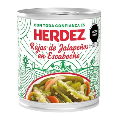 Nakladané prúžky jalapeño Herdez 205g - Rajas