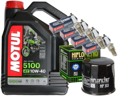 JUEGO ACEITE MOTUL 5100 10W40 4L FILTRO BUJÍAS HONDA VN750 VULCAN 99-03  