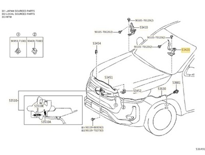 Оригінальний номер toyota петля капот правий toyota hilux 534100k230 фото №1