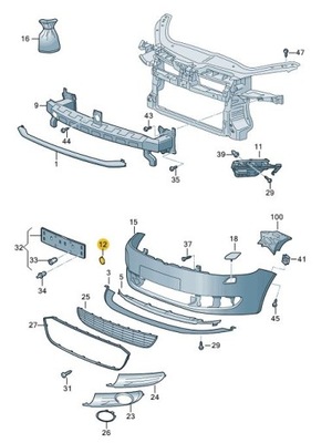 Заглушка вушко фаркоп бампера vw golf plus aso фото №1