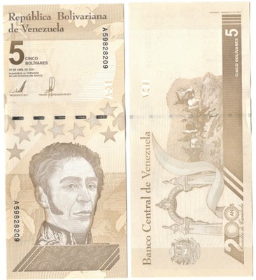 WENEZUELA 5 BOLIVARES 2021 P-115 UNC