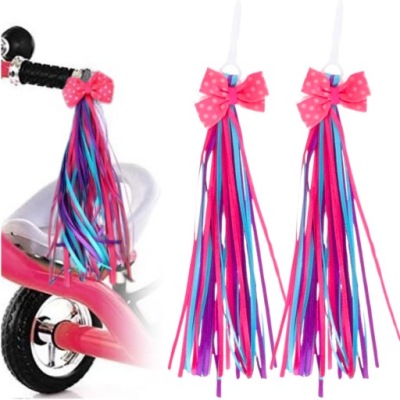 WSTĄŻKI NA KIEROWNICĘ AKCESORIA DO ROWERU DLA DZIEWCZYNKI Z KOKARDKĄ FIOLET