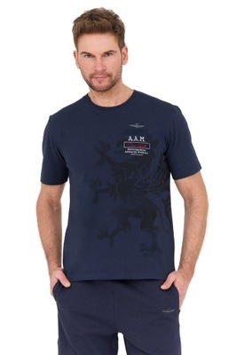 AERONAUTICA MILITARE Granatowy t-shirt M.C. M