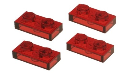 LEGO płytki 1x2 czerwone przeźroczyst 4201019 3023