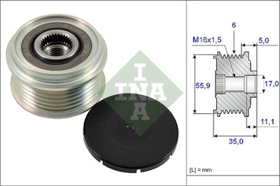 INA 535 0222 10 RUEDA PASOWE/SPRZEGLO ALTERNADOR  