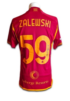 Nicola Zalewski, AS Roma - koszulka meczowa z autografem od 1ZŁ! (zag)