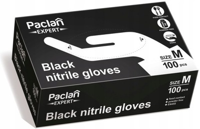 PACLAN rękawiczki rękawice nitrylowe czarne M 100s