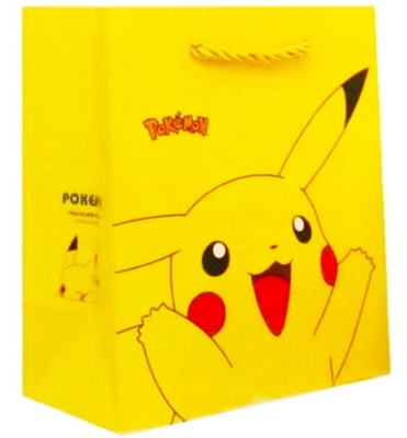 Pokemon Torba Papierowa Prezentowa Żółta Piękny Prezent Dodatek