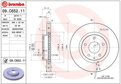 DISCOS DE FRENADO PARTE DELANTERA BREMBO 09.C652.11 09C65211  